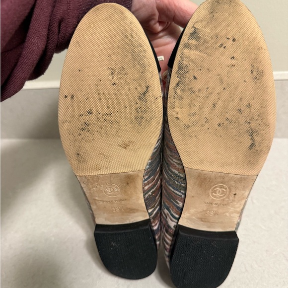 Womens Auth Chanel Multicolor Bow Tie Ballet Ballerina Flat, Size 38.5 - Picture 12 of 16